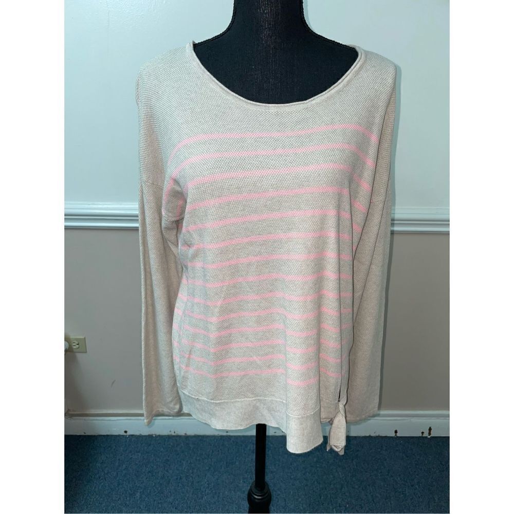 St. John’s Bay Cream and Pink Stripe Sweater
